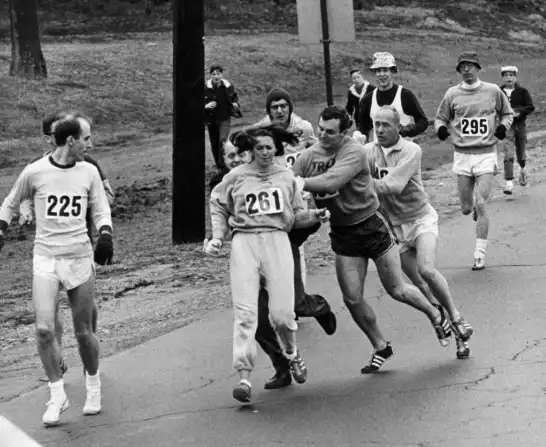 Katherine Switzer at Boston Marathon