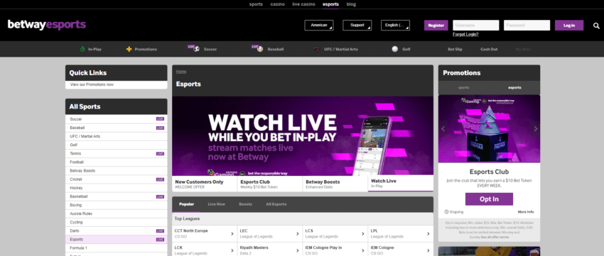 Betway esports Betway esports betting