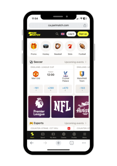 Parimatch.com homepage on mobile.