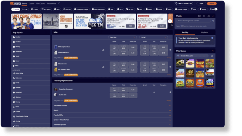 A screenshot of Sports Interaction, one the best sports betting sites Canada.