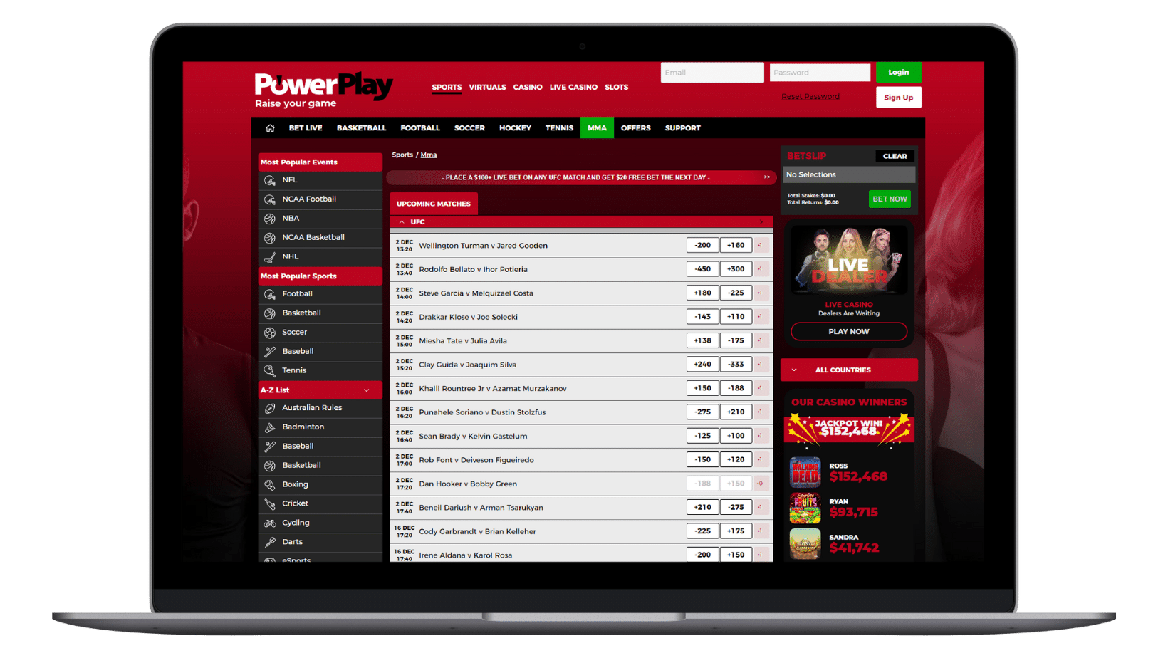 best ufc betting sites: powerplay