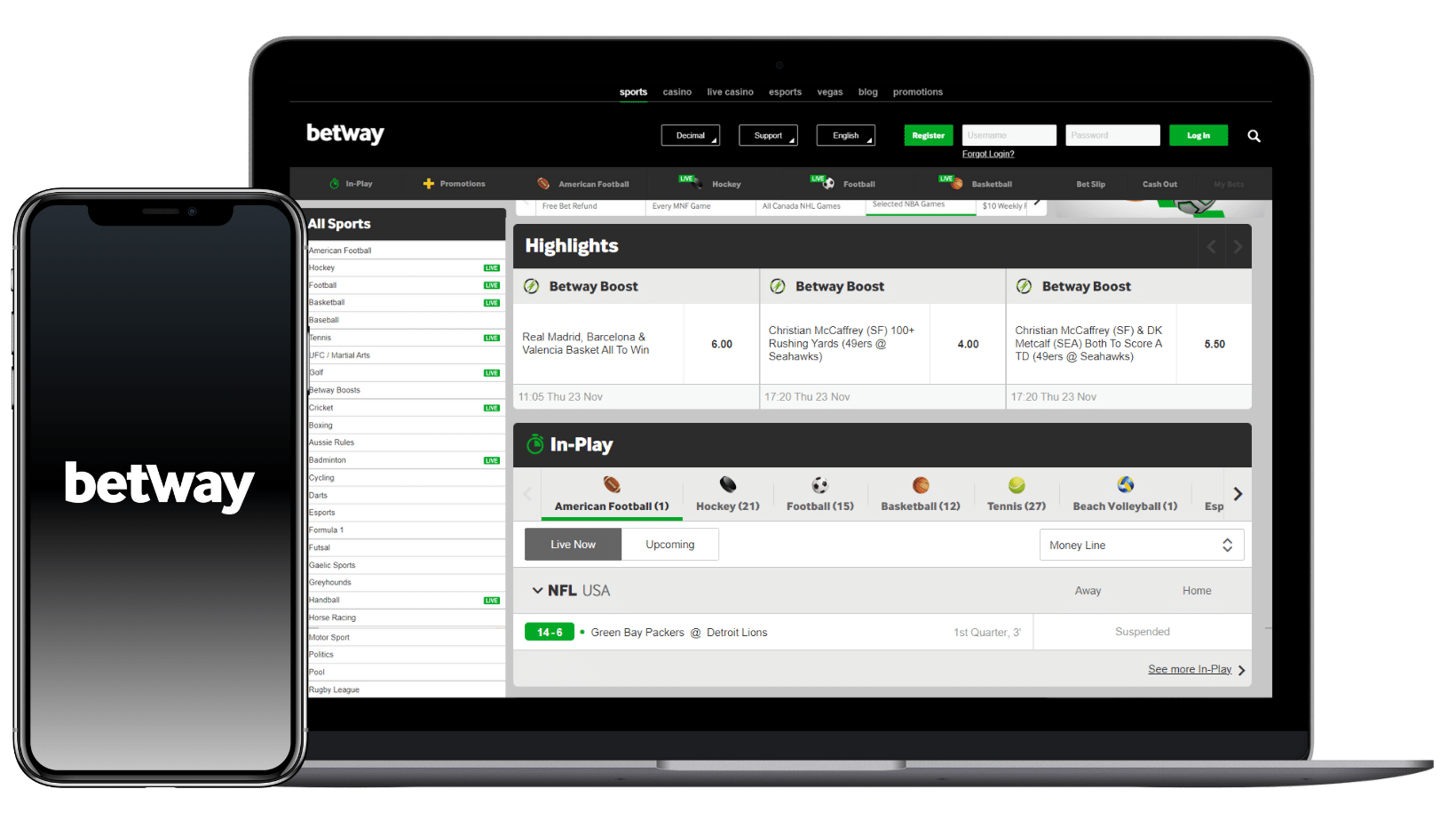 betway screenshot canada sportsbook