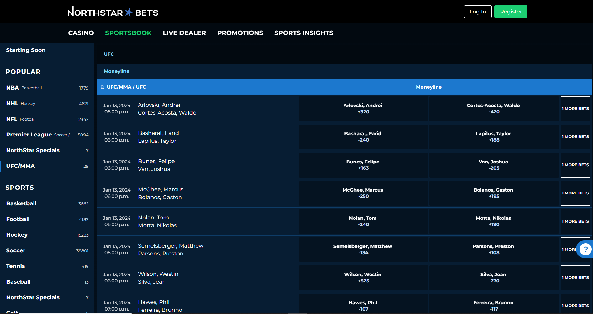 northstar bets mma betting site