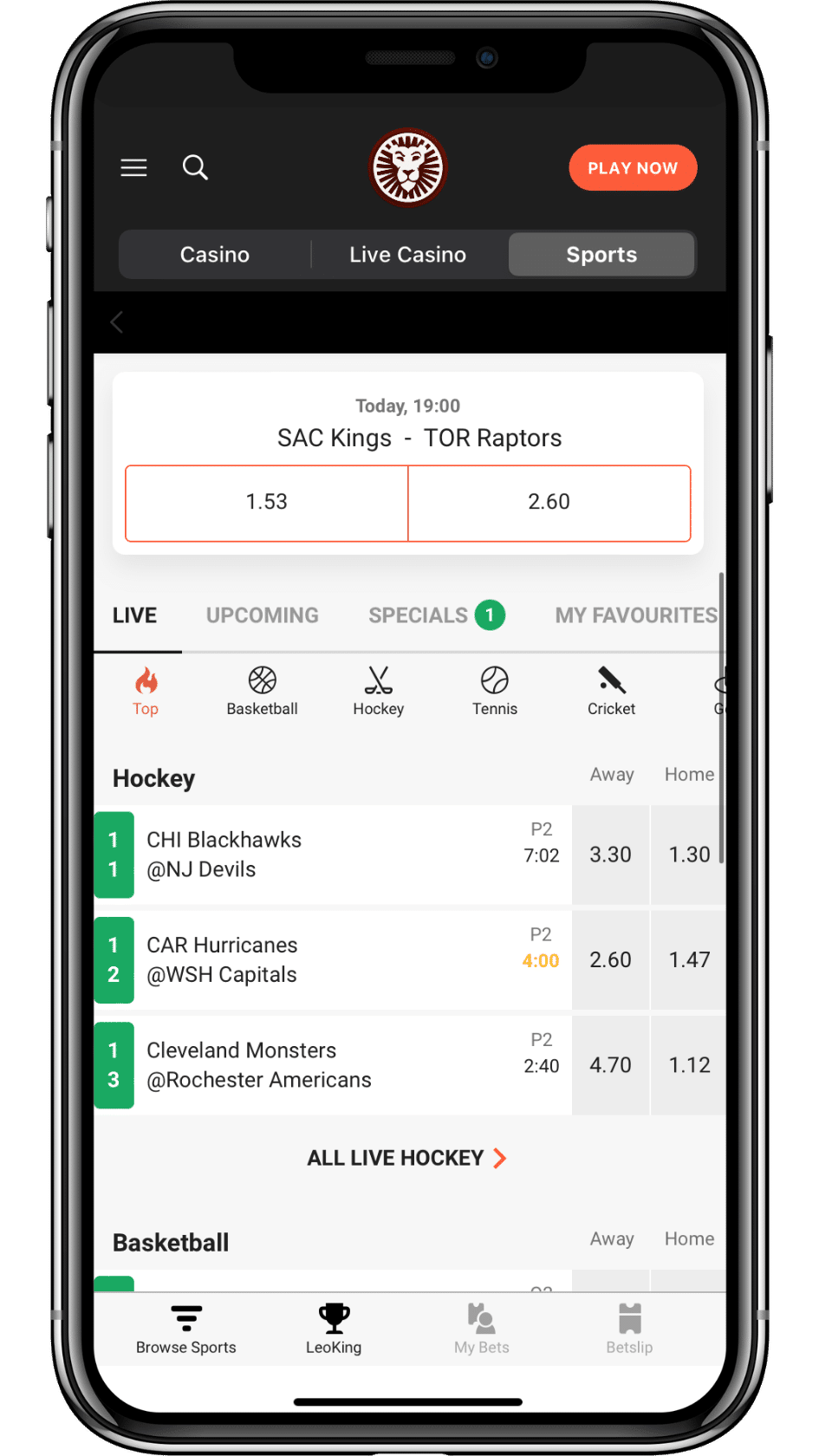 LeoVegas sports betting app