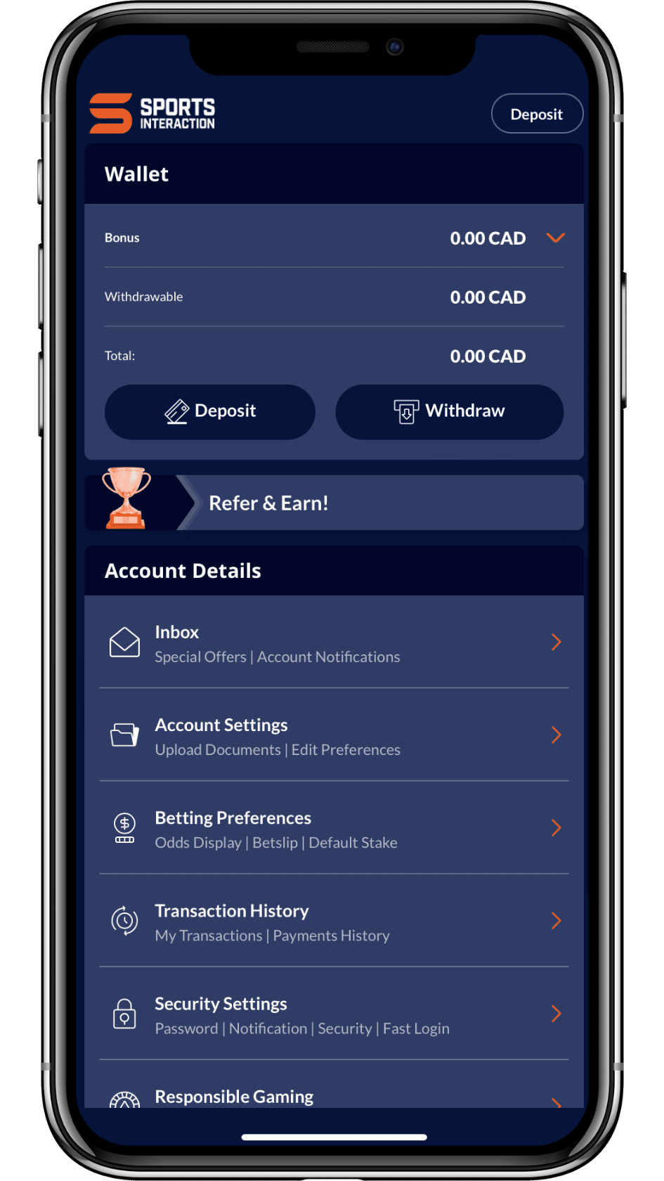Sports Interaction betting app