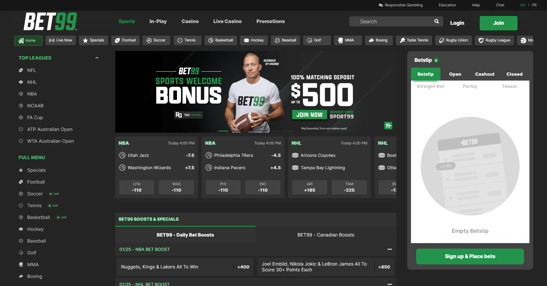 bet99 Alberta sports betting