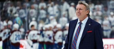 Head coach Rick Bowness of the Winnipeg Jets walks on the ice after his team lost the game and the series to the Colorado Avalanche in Game Five of the First Round of the 2024 Stanley Cup Playoffs at Canada Life Centre on April 30, 2024, in Winnipeg, Canada.