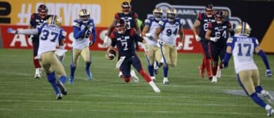 Montreal Alouettes quarterback Cody Fajardo (7) scrambles as the Montreal Alouettes beat the Winnipeg Blue Bombers 28-24 in the 110th edition of the Grey Cup at Tim Horton's Field in Hamilton, November 19, 2023