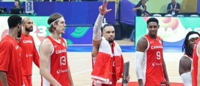 Canada walks off of the court after the game against the USA Men's Senior National Team in the Bronze Medal Game as part of the 2023 FIBA World Cup on September 10, 2023 at Mall of Asia Arena in Manila, Philippines.
