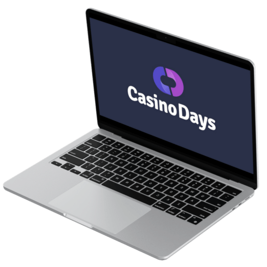 Laptop with Casino Days logo