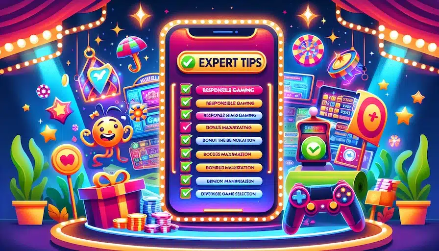 An illustration providing expert tips for mobile casino gaming.