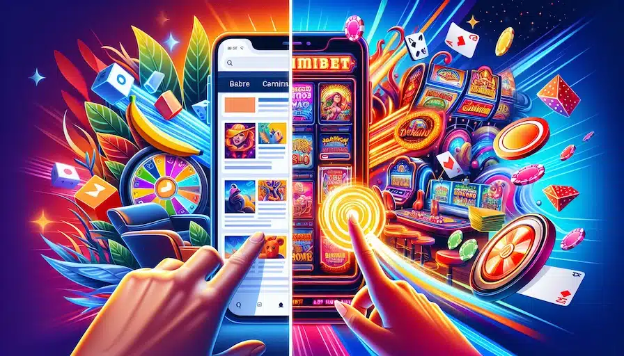 An illustration comparing mobile browser and casino apps.