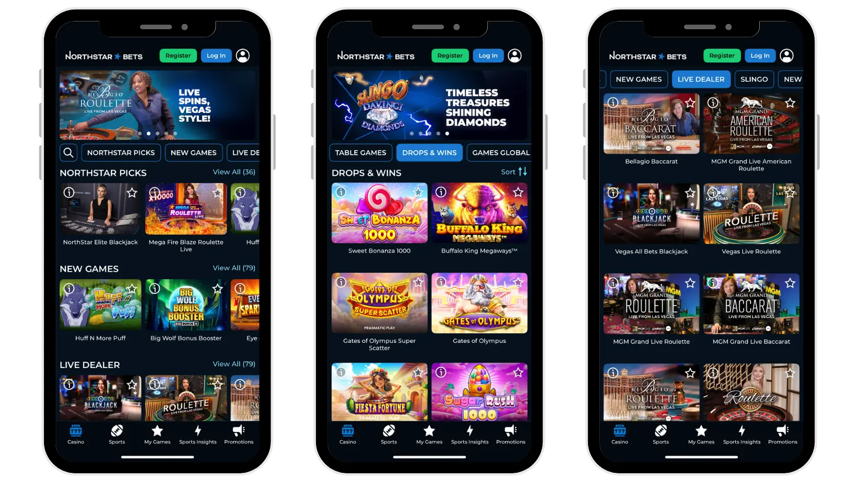 northstar bets casino app mockup in iphone.