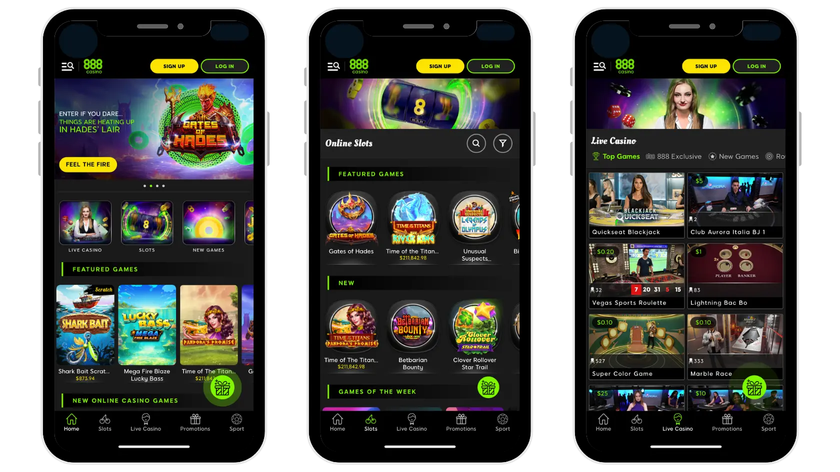 888 casino app mockup in iphone.