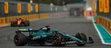 Aston Martin driver Lance Stroll (18) during qualifying for the F1 Miami Grand Prix at Miami International Autodrome