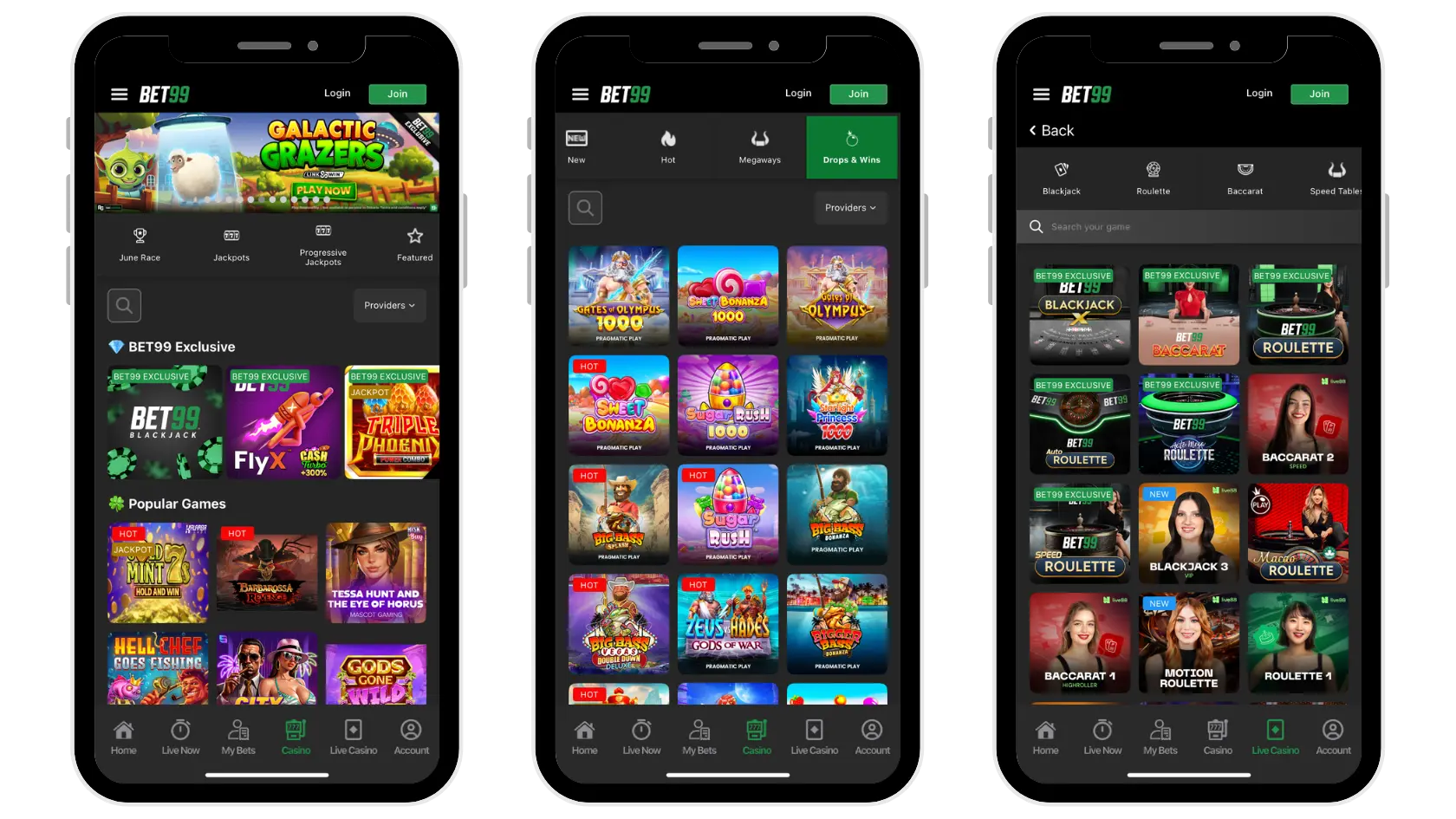 bet99 casino app mockup in iphone