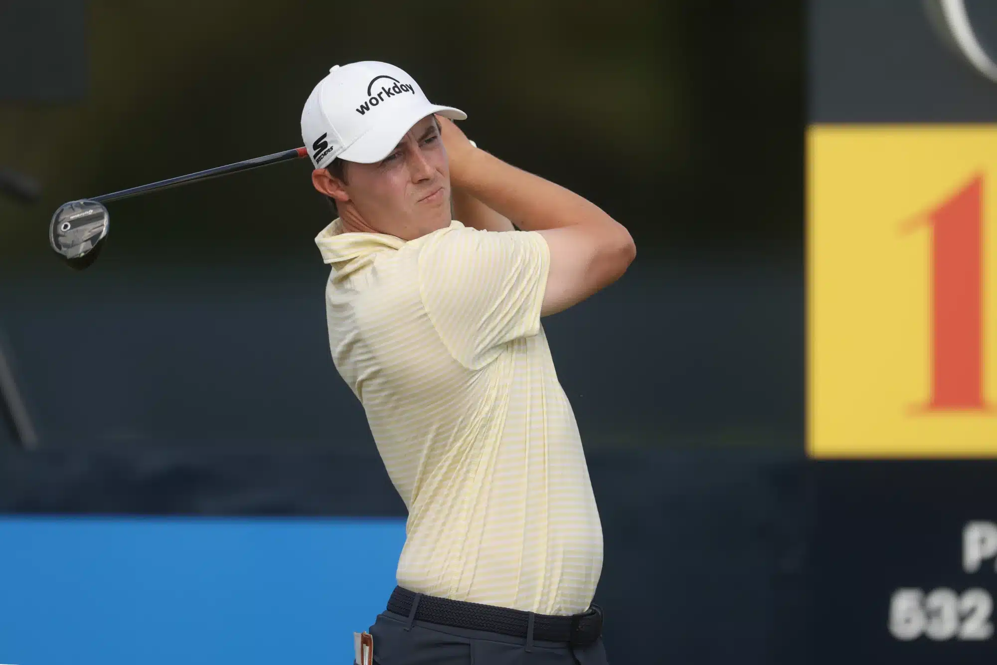 Jul 19, 2025; Portrush, IRL; Matt Fitzpatrick tees off on the 12th hole during the third round of The 153rd Open Championship golf tournament.
