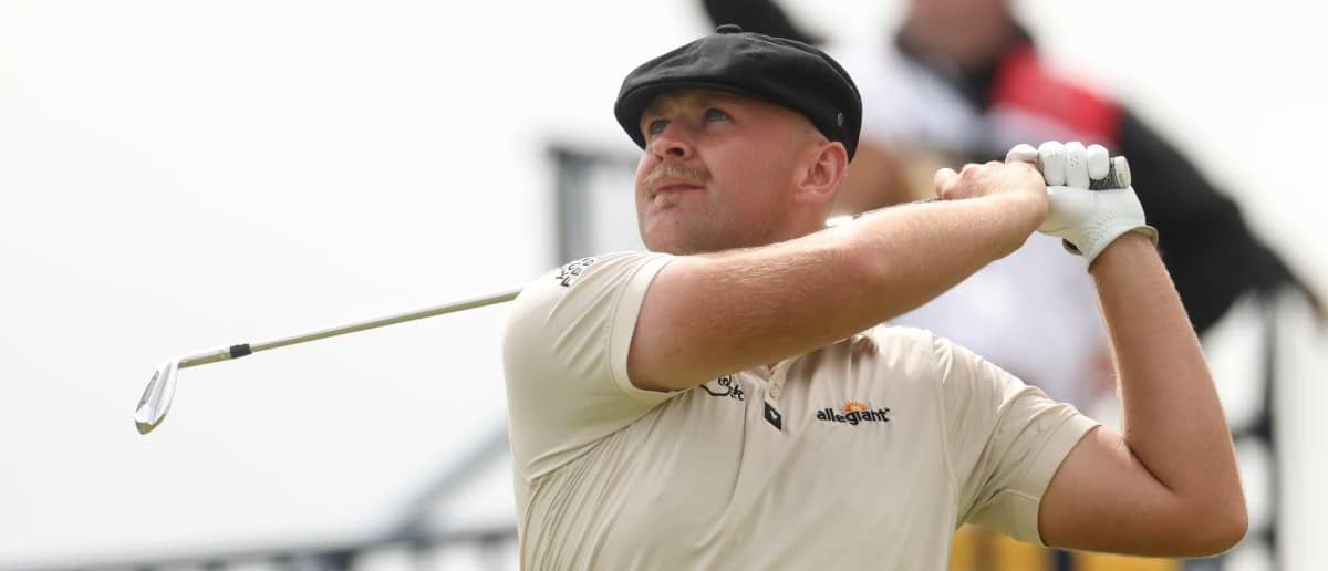 Harry Hall tees off on the 13th hole during the second round of The 153rd Open Championship golf tournament