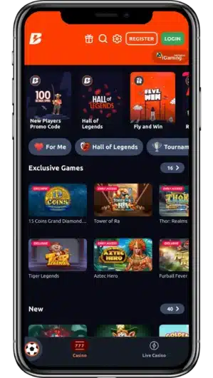 A screenshot mobile view of Betano Casino's app.