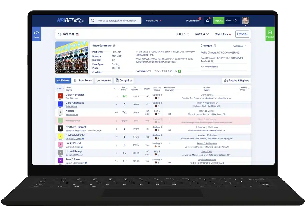 A desktop view of HPIbet's home page