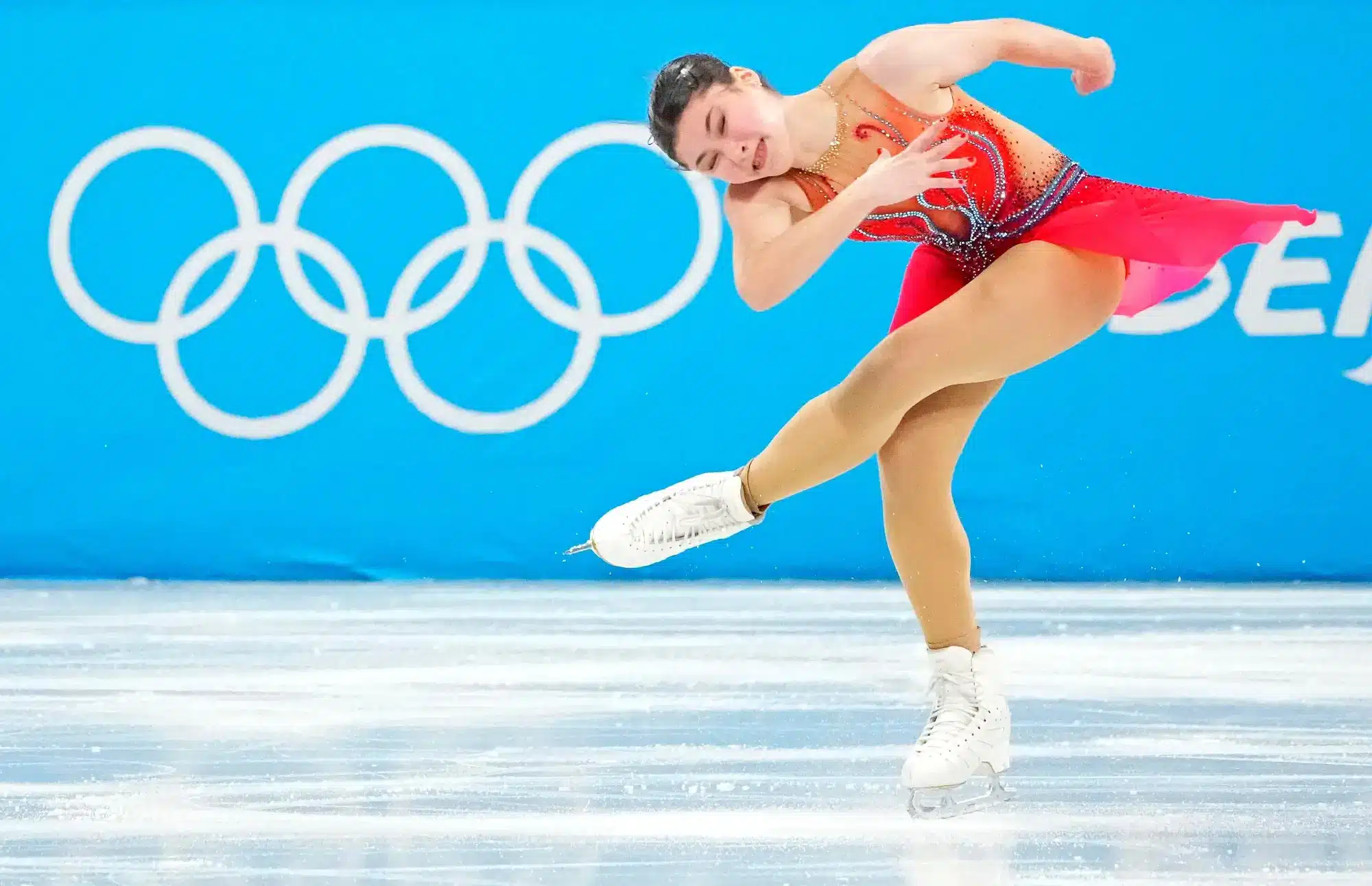 Alysa Liu in the women's figure skating short program during the Beijing 2022 Olympic Winter Games at Capital Indoor Stadium on Feb. 15, 2022.