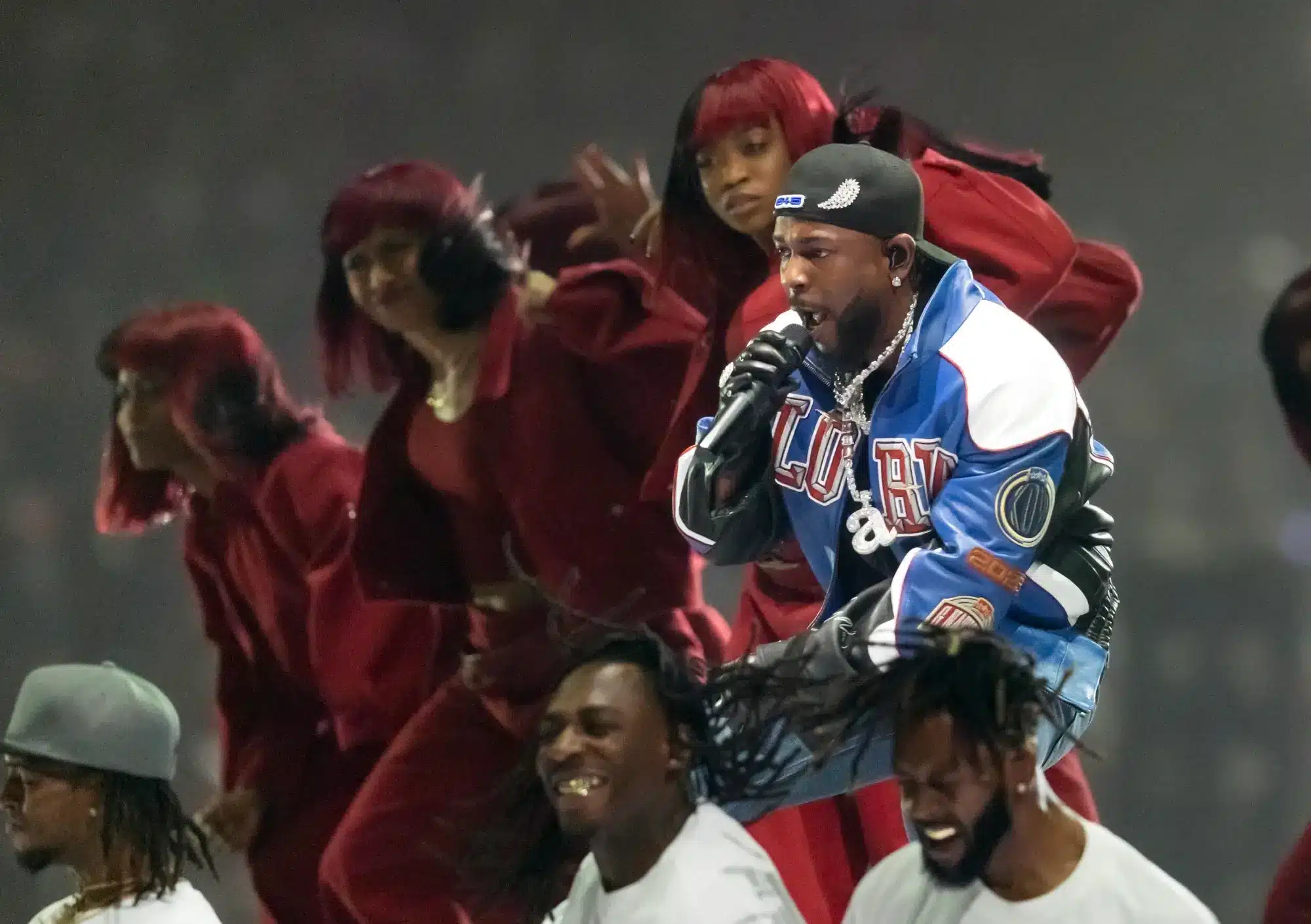 Recording artist Kendrick Lamar performs during the halftime show of Super Bowl LIX