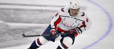 Washington Capitals left wing Alex Ovechkin (8) skates against the Dallas Stars during the game between the Stars and the Capitals at the American Airlines Center.