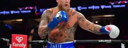 Jun 28, 2025; Anaheim, California, USA; Jake Paul fights against Julio Cesar Chavez Jr. at Honda Center.