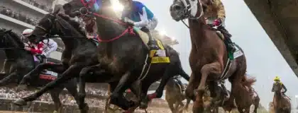 The field for the 151st running of the Kentucky Derby makes it past the grandstands for the first time on Saturday, May 3, 2025. Sovereignty, with Junior Alvarado up, won the race.