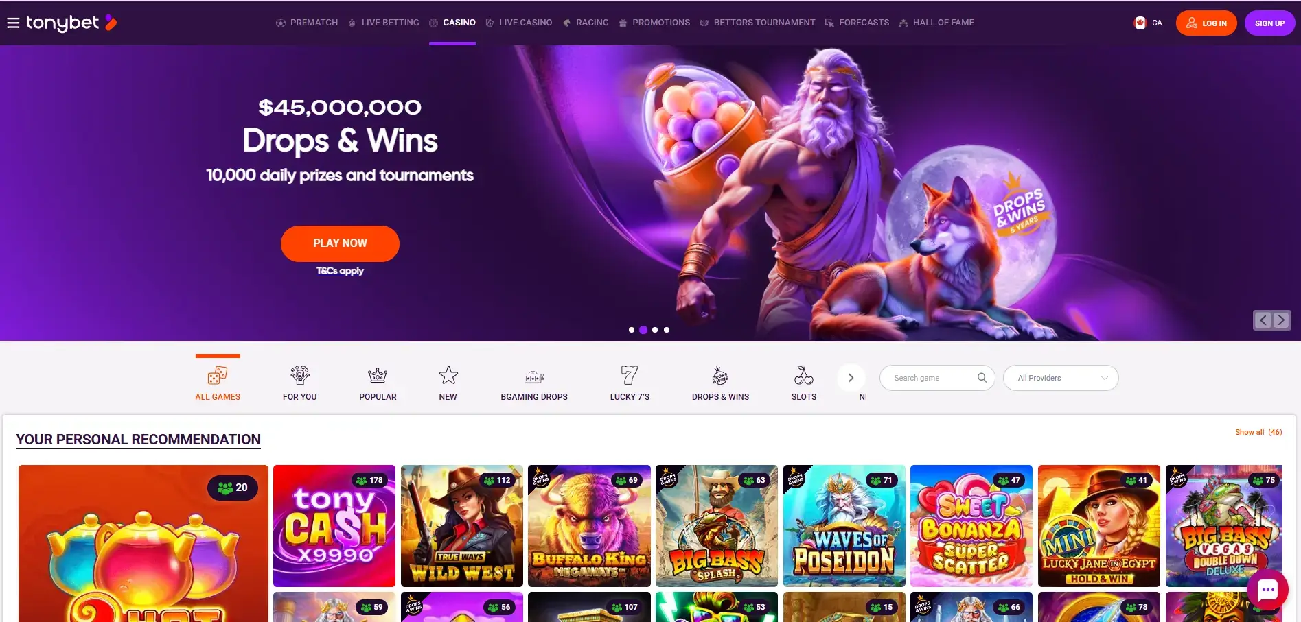 Tonybet Casino Website