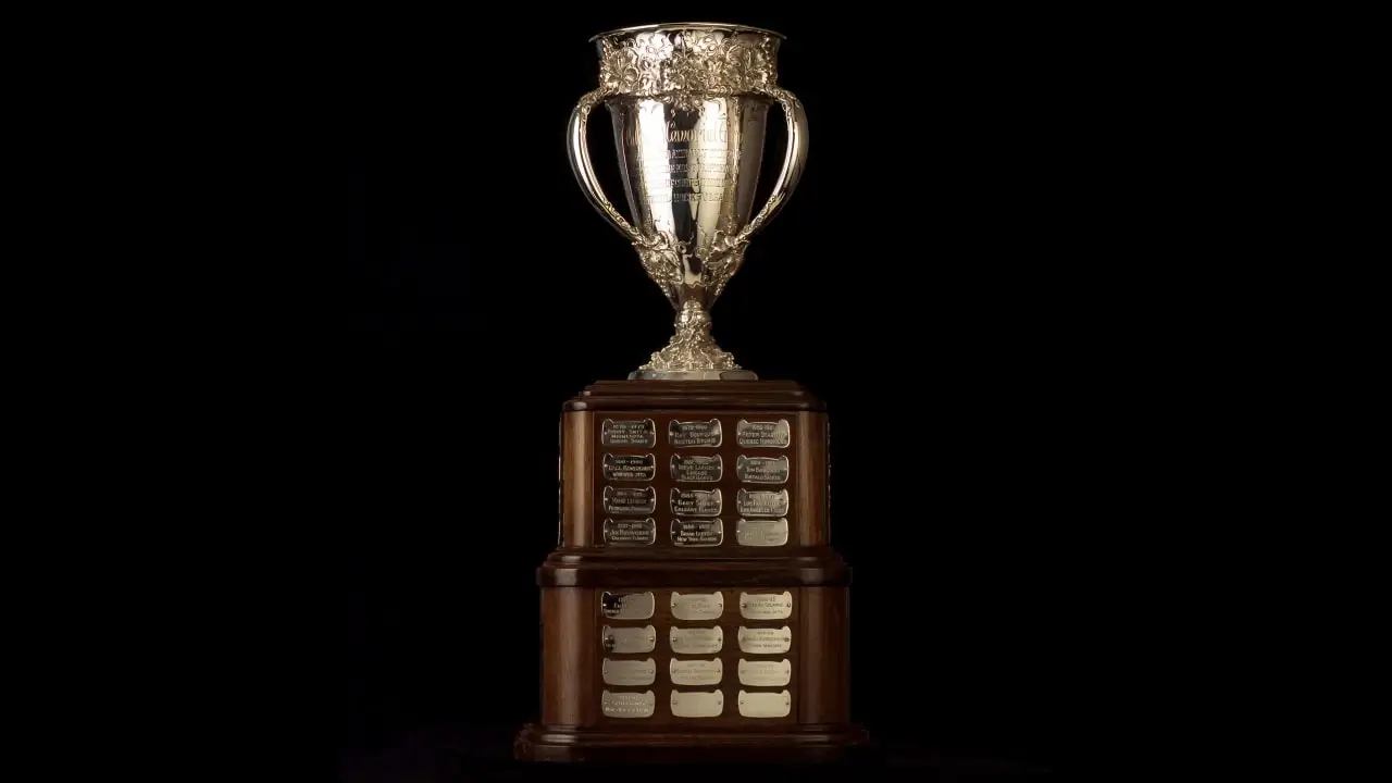 A view of the Calder Tropy awarded annually to the NHL's rookie of the year.