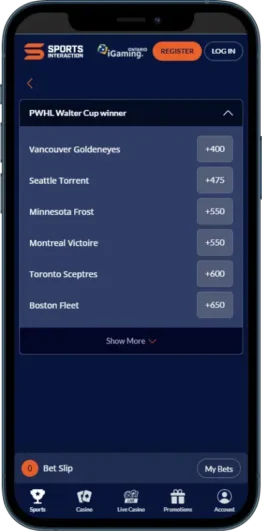 Sports Interaction PWHL To Win Outright