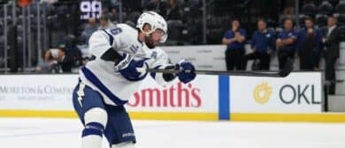 Tampa Bay Lightning right wing Nikita Kucherov (86) warms up before a game against the against the Utah Mammoth at Delta Center.