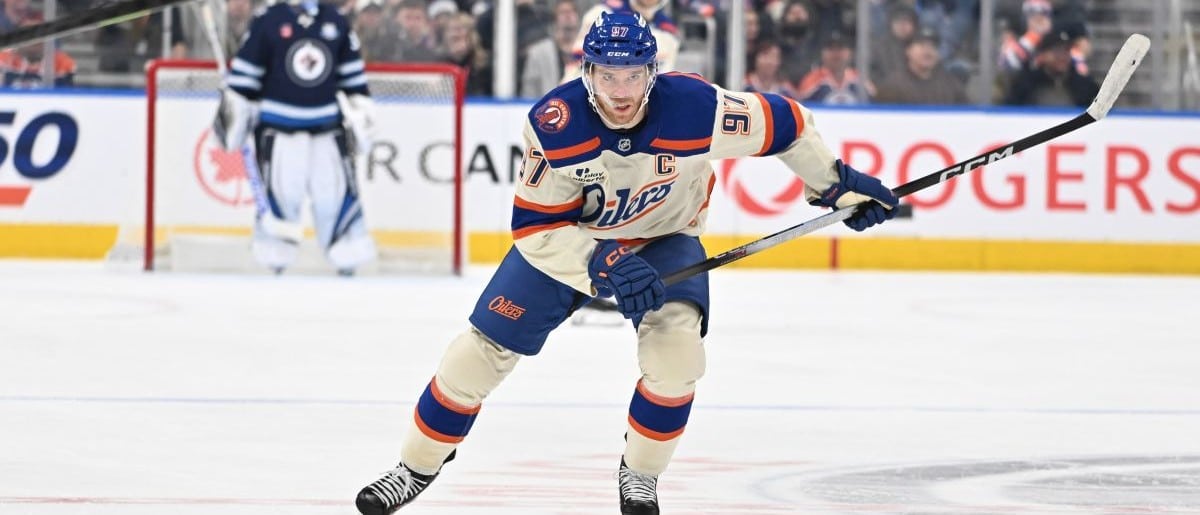 Edmonton Oilers center Connor McDavid (97) is seen out on the ice as the Edmonton Oilers take on the Winnipeg Jets during the second period at Rogers Place
