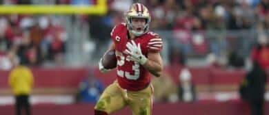 San Francisco 49ers running back Christian McCaffrey (23) runs with the ball during the fourth quarter against the Tennessee Titans at Levi's Stadium