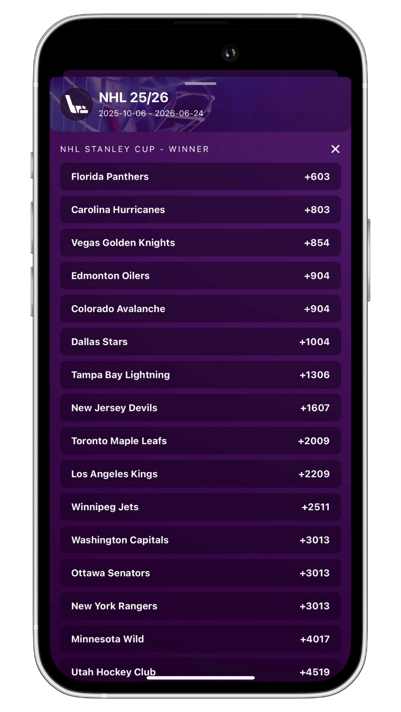 Screenshot of the tonybet canada sports betting app