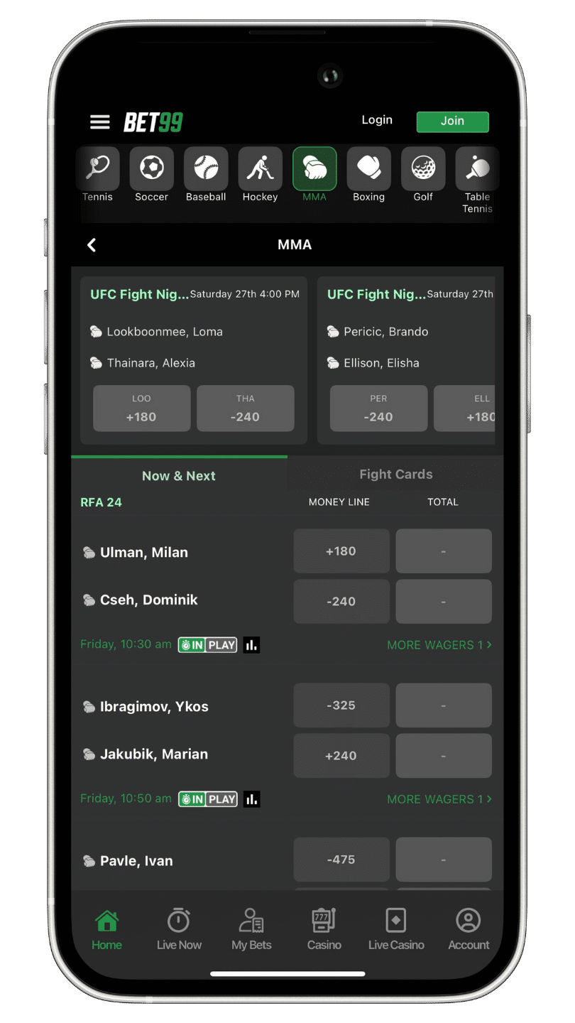 bet99 betting app mockup