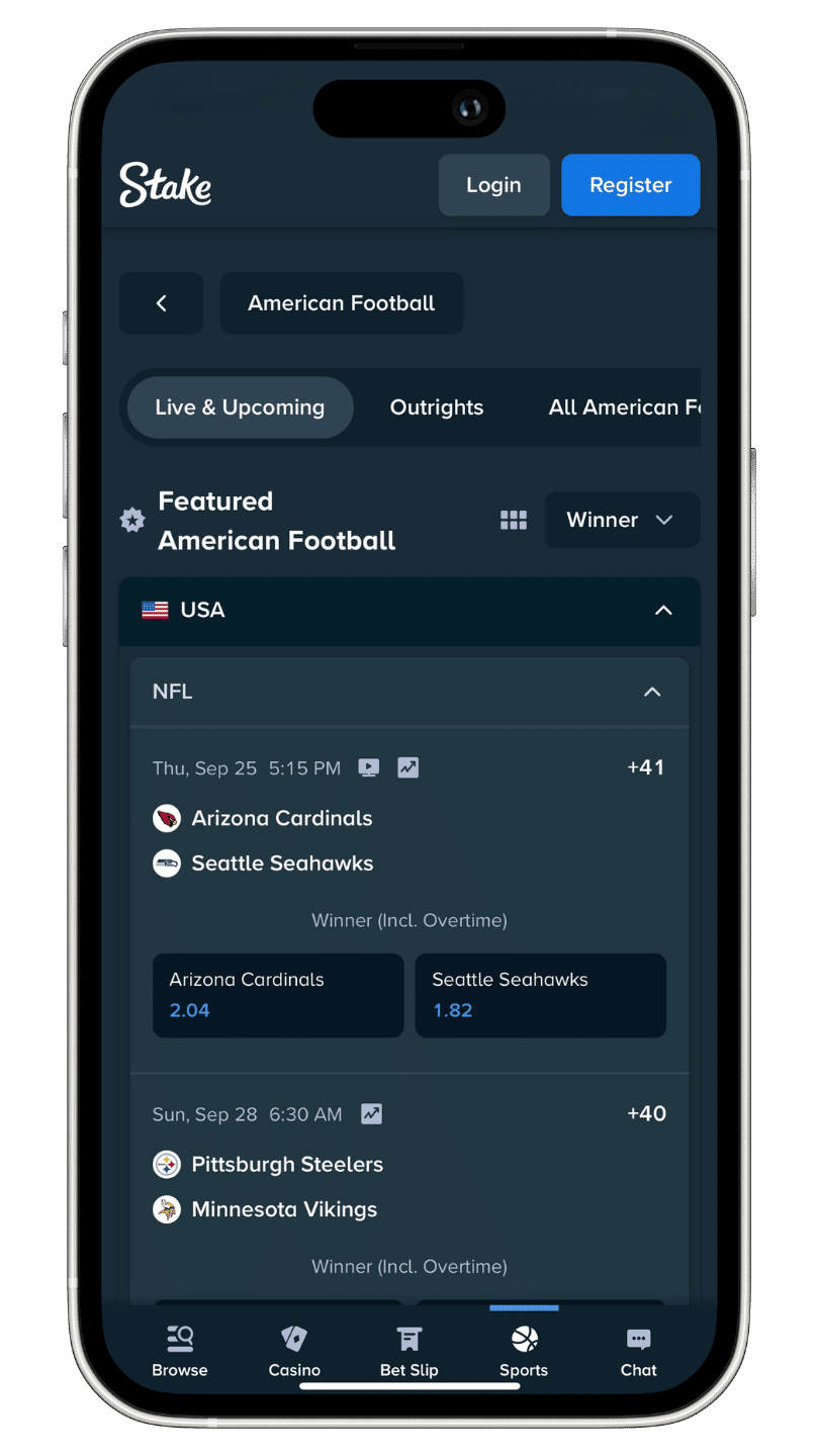 stake sportsbook app screenshots