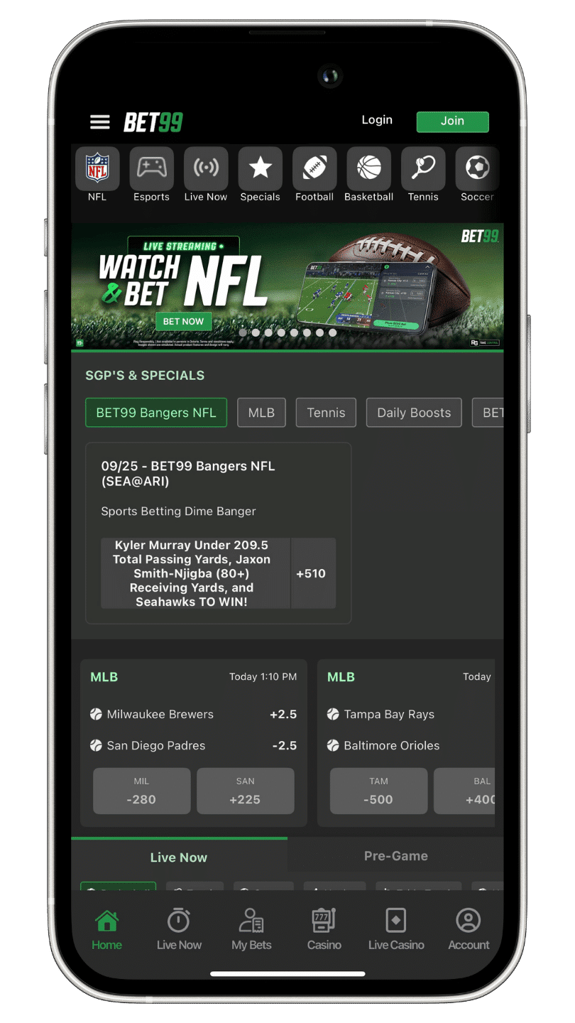bet99 betting app mockup