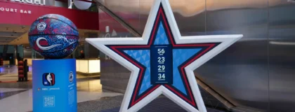 Dec 20, 2025; Inglewood, California, USA; A NBA All-Star Game countdown clock at the Intuit Dome.