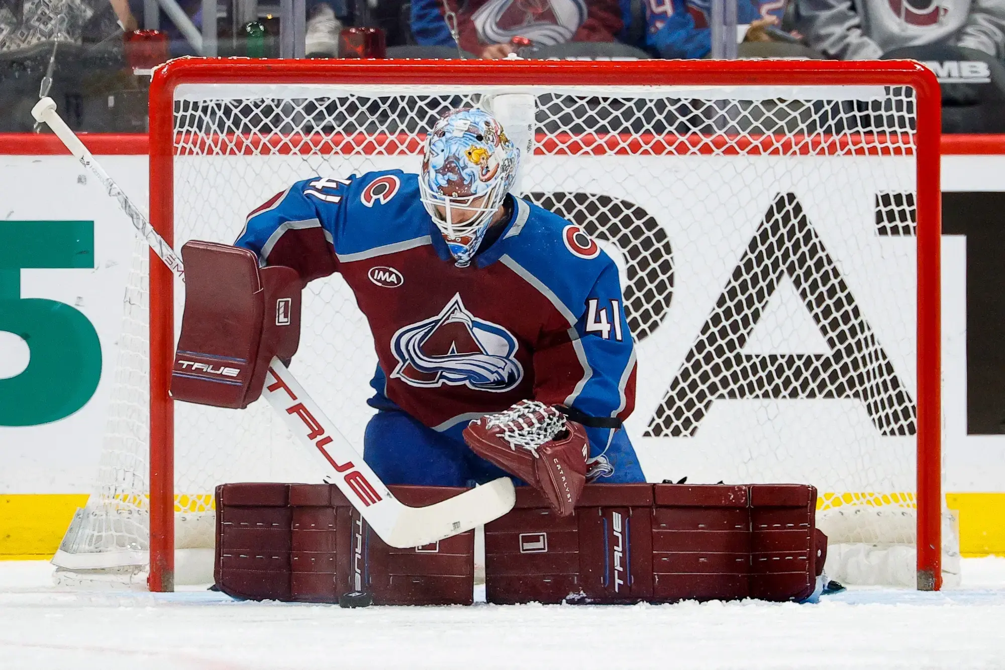Jan 19, 2026; Denver, Colorado, USA; Colorado Avalanche goaltender Scott Wedgewood (41) makes a save in the second period against the Washington Capitals at Ball Arena.