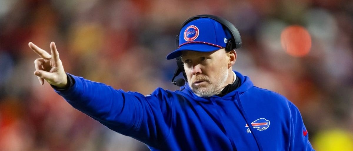 Buffalo Bills head coach Sean McDermott against the Kansas City Chiefs during the AFC Championship game at GEHA Field at Arrowhead Stadium.