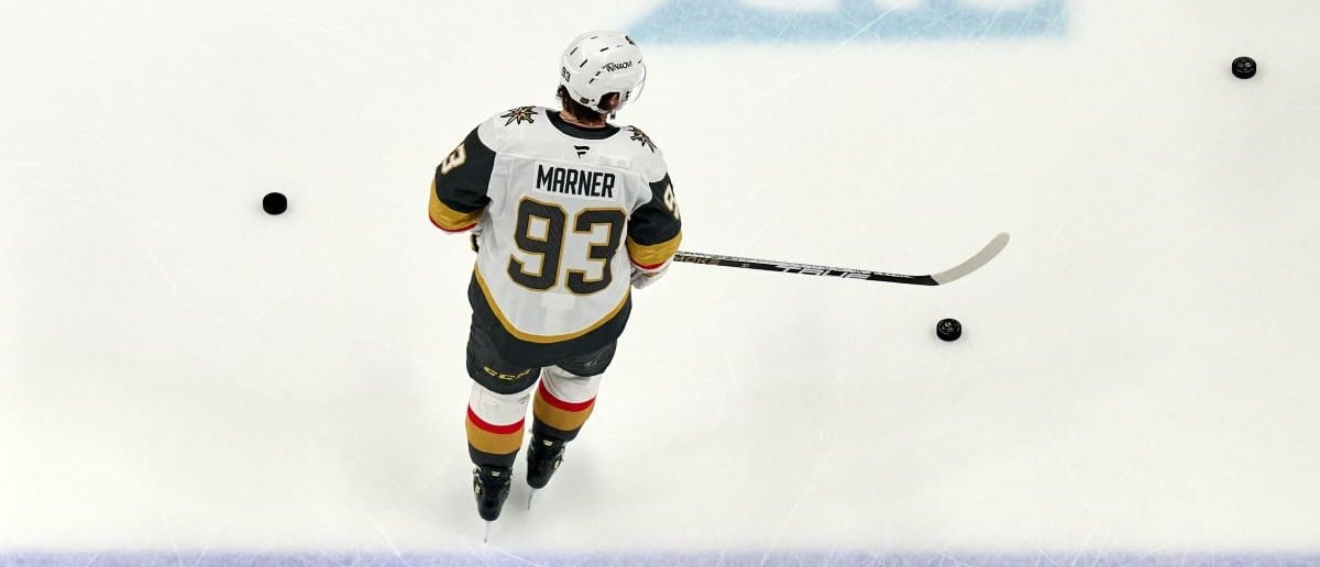 Vegas Golden Knights right wing Mitch Marner (93) warms up before the game against the San Jose Sharks at SAP Center at San Jose.