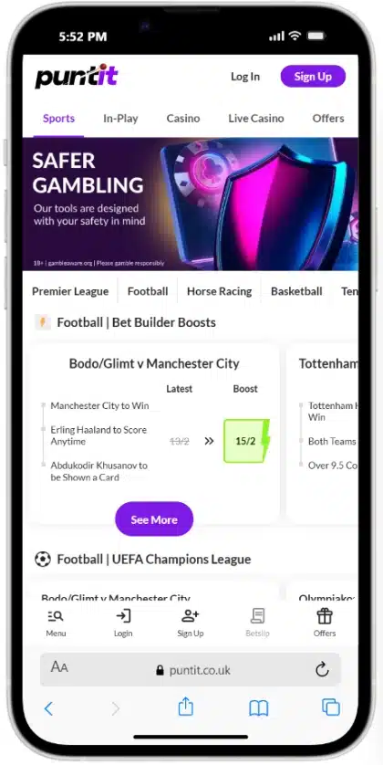 Puntit app home page