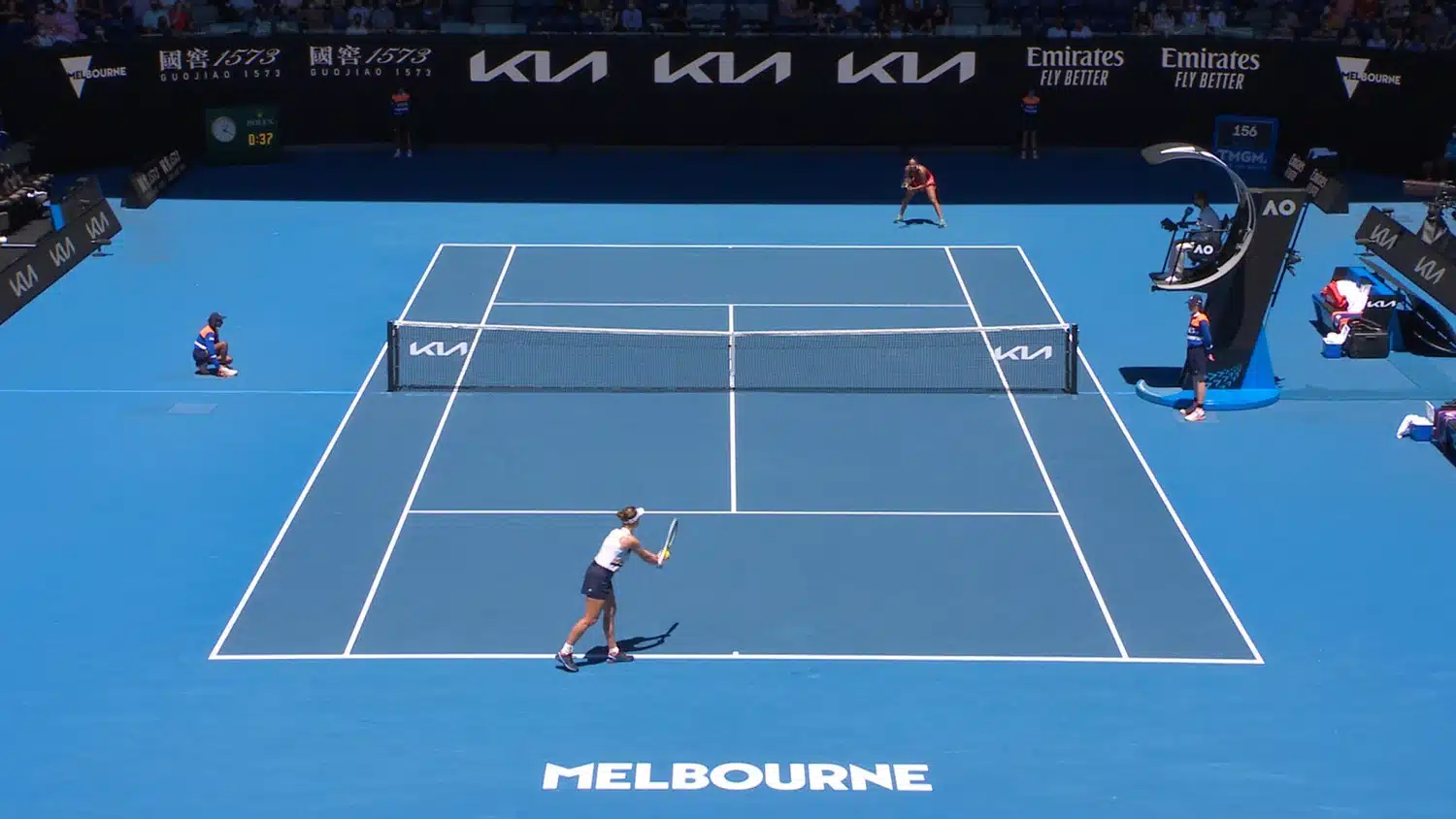 A view of the main Australian Open tennis court in Melbourne, Australia.