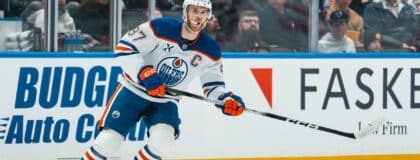 Edmonton Oilers forward Connor McDavid (97) skates against the Vancouver Canucks in the second period at Rogers Arena