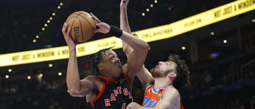 Scottie Barnes, Chet Holmgren, Toronto Raptors vs. Oklahoma City Thunder, 2025-26 NBA Season