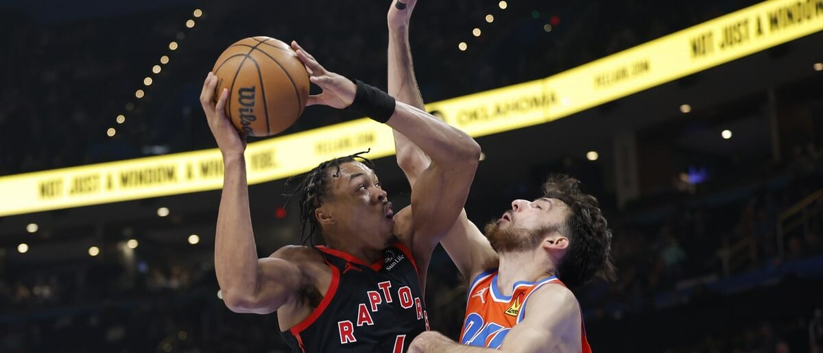 Scottie Barnes, Chet Holmgren, Toronto Raptors vs. Oklahoma City Thunder, 2025-26 NBA Season