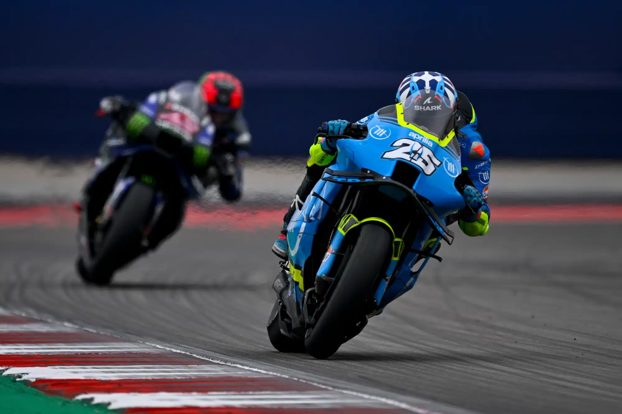 Mar 30, 2025; Austin, TX, USA; Raul Fernandez (25) of Spain and Trackhouse MotoGP Team rides during the 2025 Grand Prix of the Americas at Circuit of The Americas. 