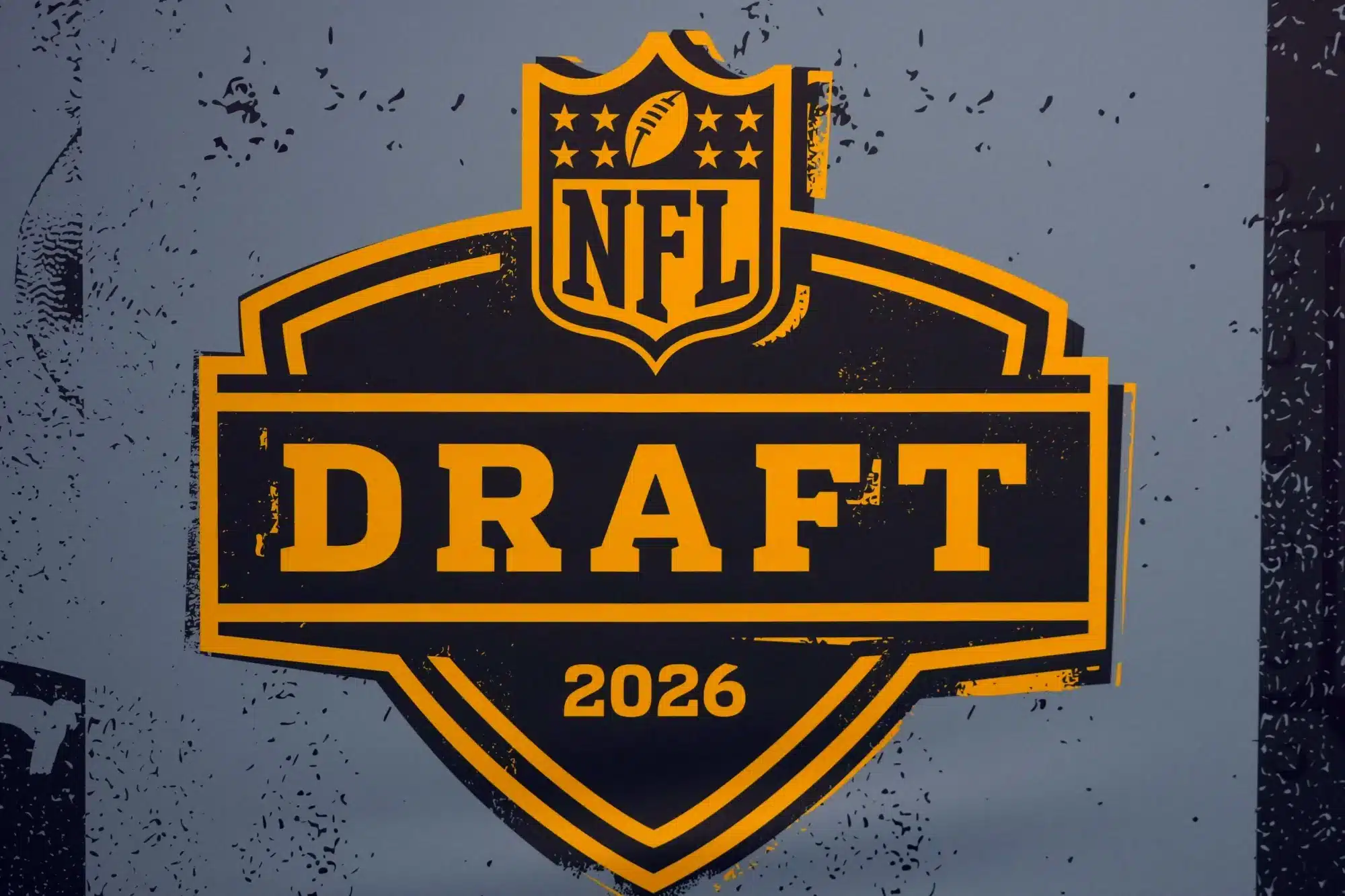 Feb 6, 2026; San Francisco, CA, USA; The 2026 NFL Draft logo at the Super Bowl LX Experience at the Moscone Center.
